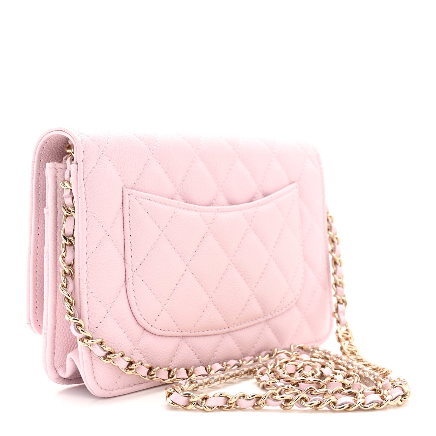 Caviar Quilted Tiny CC Wallet On Chain WOC Light Pink