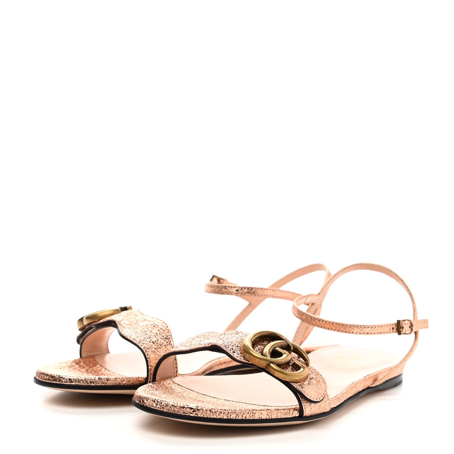 Galassia GG Marmont Ankle Wrap Flat Sandals 36 Salmone