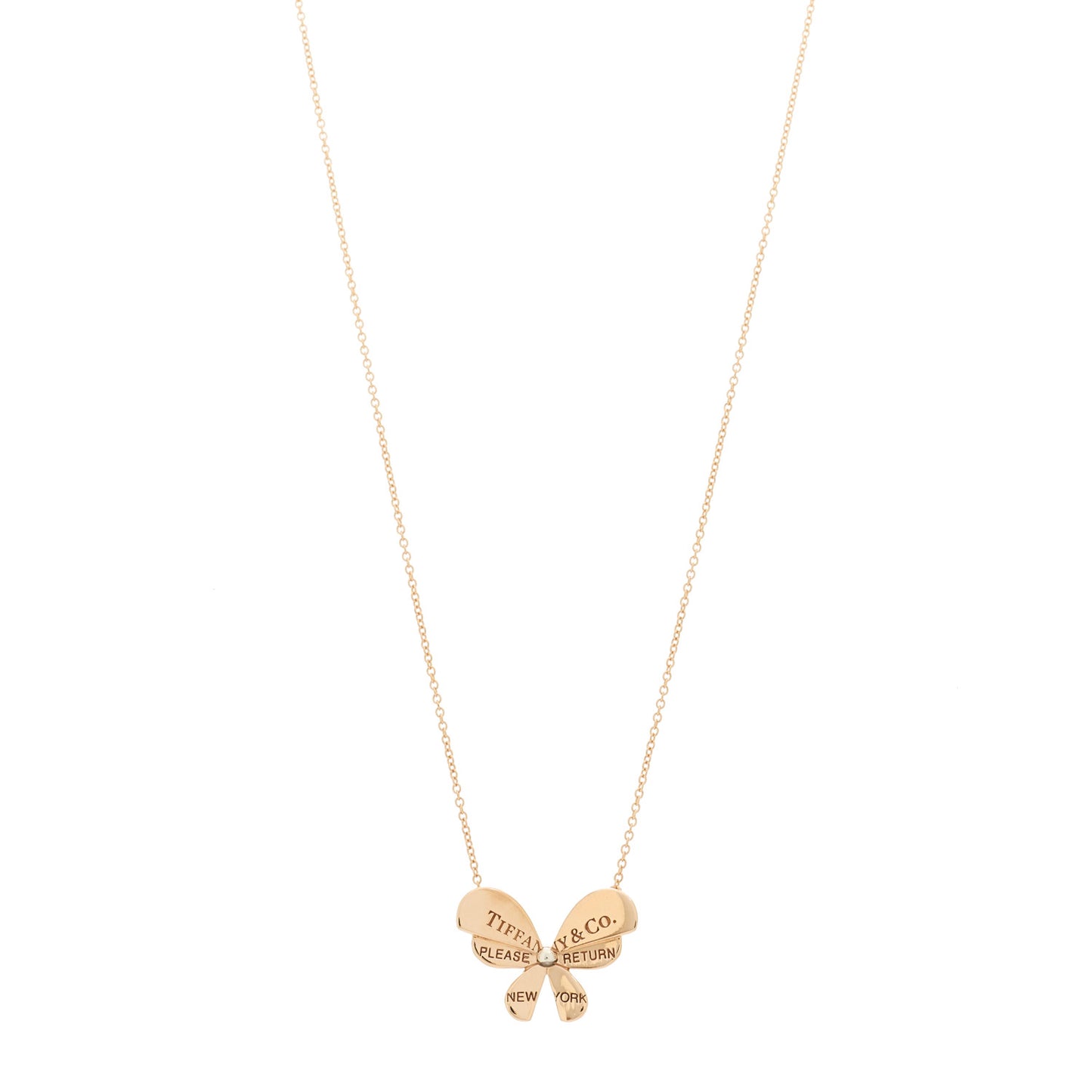 18K Rose Gold Sterling Silver Return to Tiffany Love Bugs Butterfly Pendant Necklace