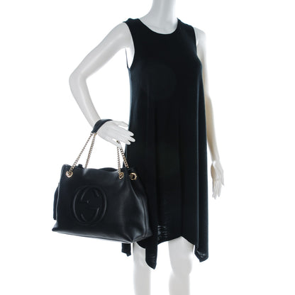 Gucci Pebbled Calfskin Medium Soho Chain Shoulder Bag Black 2 of 7