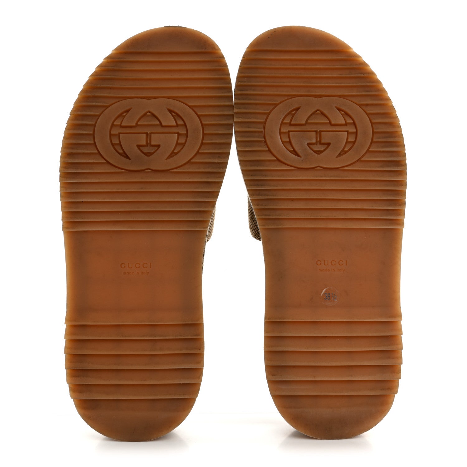 Gucci Monogram Maxi GG Angelina Platform 55mm Slide Sandals 38.5 Camel Ebony 6 of 10