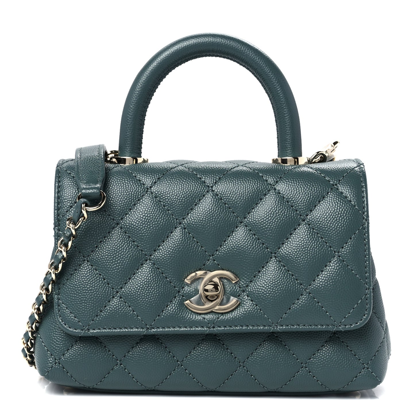 Caviar Quilted Extra Mini Coco Handle Flap Green