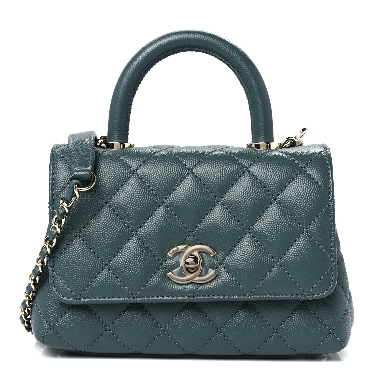 Chanel Caviar Quilted Extra Mini Coco Handle Flap Green 1 of 13