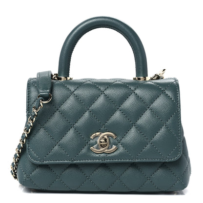 Chanel Caviar Quilted Extra Mini Coco Handle Flap Green 1 of 13
