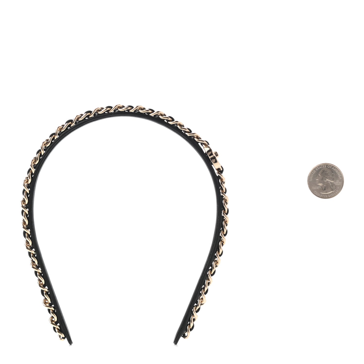 Chanel Metal Lambskin CC Turnlock Chain Headband Gold Black 2 of 6