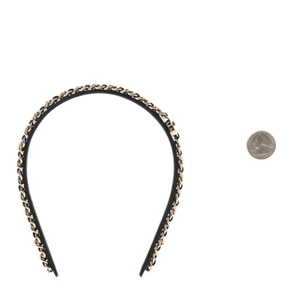 Chanel Metal Lambskin CC Turnlock Chain Headband Gold Black 2 of 6