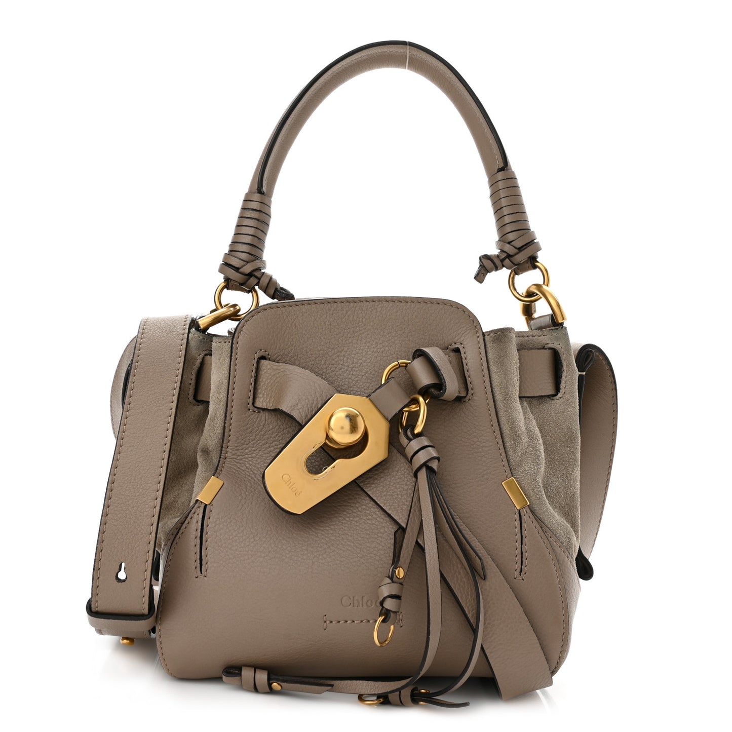 Suede Calfskin Small Owen Bucket Bag Motty Grey