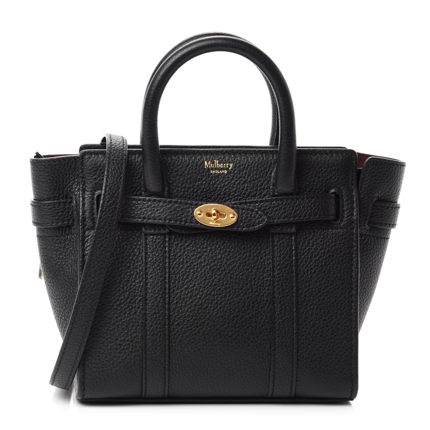 Mulberry Small Classic Grain Micro Bayswater Zip Tote Black 1 of 9