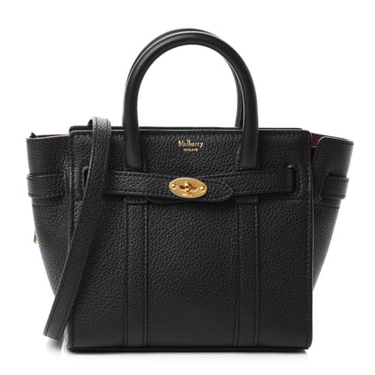 Mulberry Small Classic Grain Micro Bayswater Zip Tote Black 1 of 9