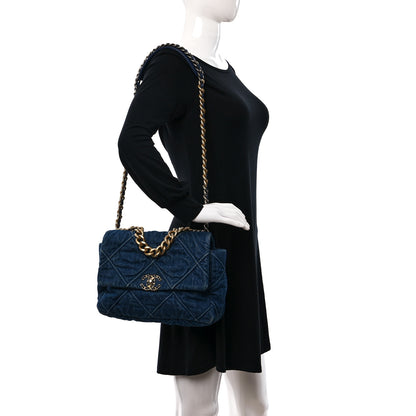 Chanel Denim Quilted Large Chanel 19 Flap Blue 2 of 10