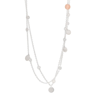 Hermes Sterling Silver 18K Rose Gold Confettis Long Necklace 120 1 of 5
