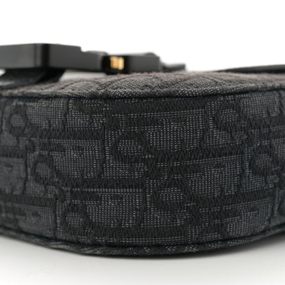 Christian Dior Oblique Jacquard Grained Calfskin Mini Saddle Messenger Bag With Flap Black 10 of 14