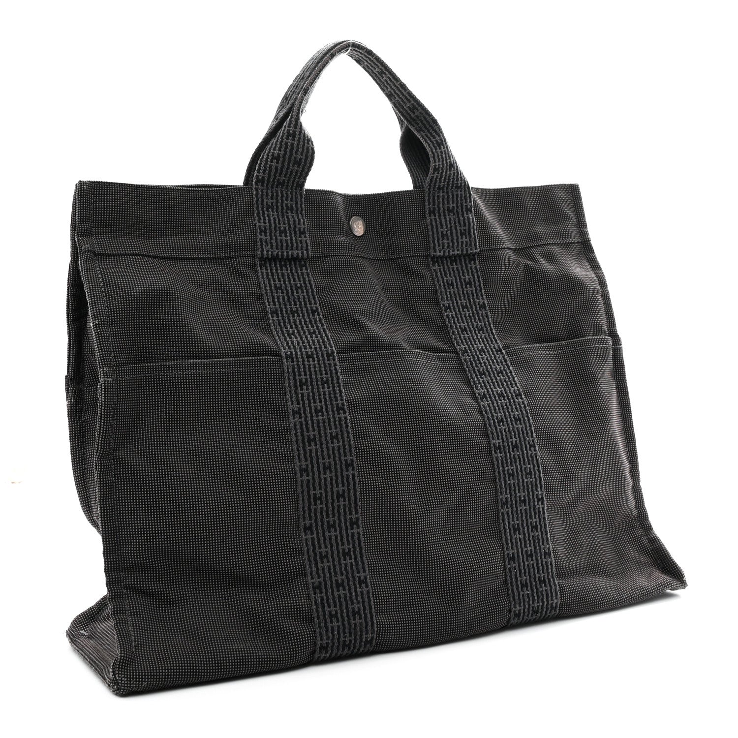Hermes Canvas Herline MM Tote Grey 3 of 10