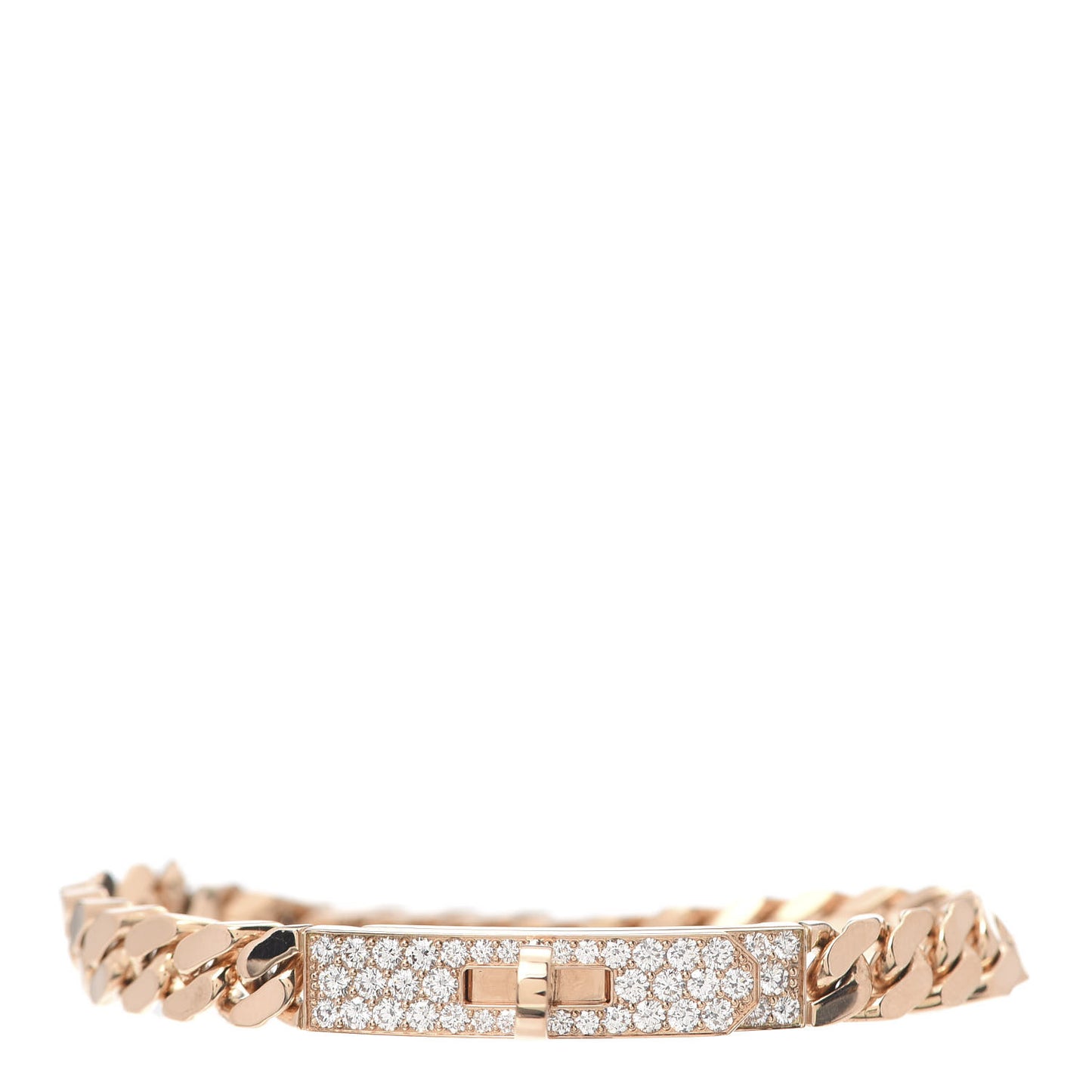 18K Rose Gold Diamond PM Kelly Gourmette Bracelet SH