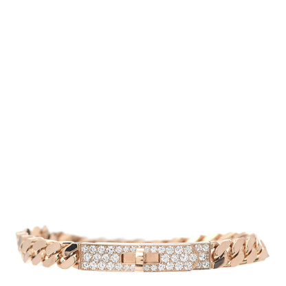 Hermes 18K Rose Gold Diamond PM Kelly Gourmette Bracelet SH 1 of 6