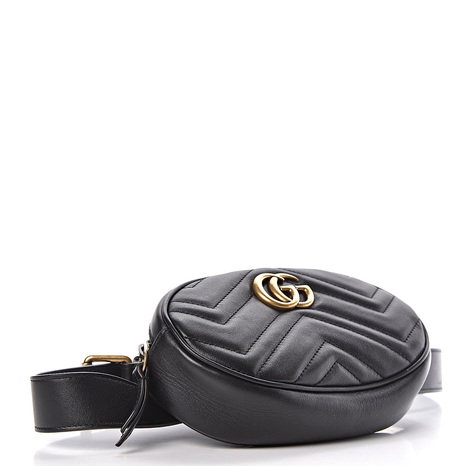 Gucci Calfskin Matelasse GG Marmont Belt Bag 85 34 Black 4 of 10