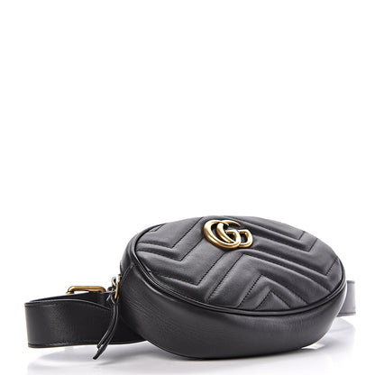 Gucci Calfskin Matelasse GG Marmont Belt Bag 85 34 Black 4 of 10