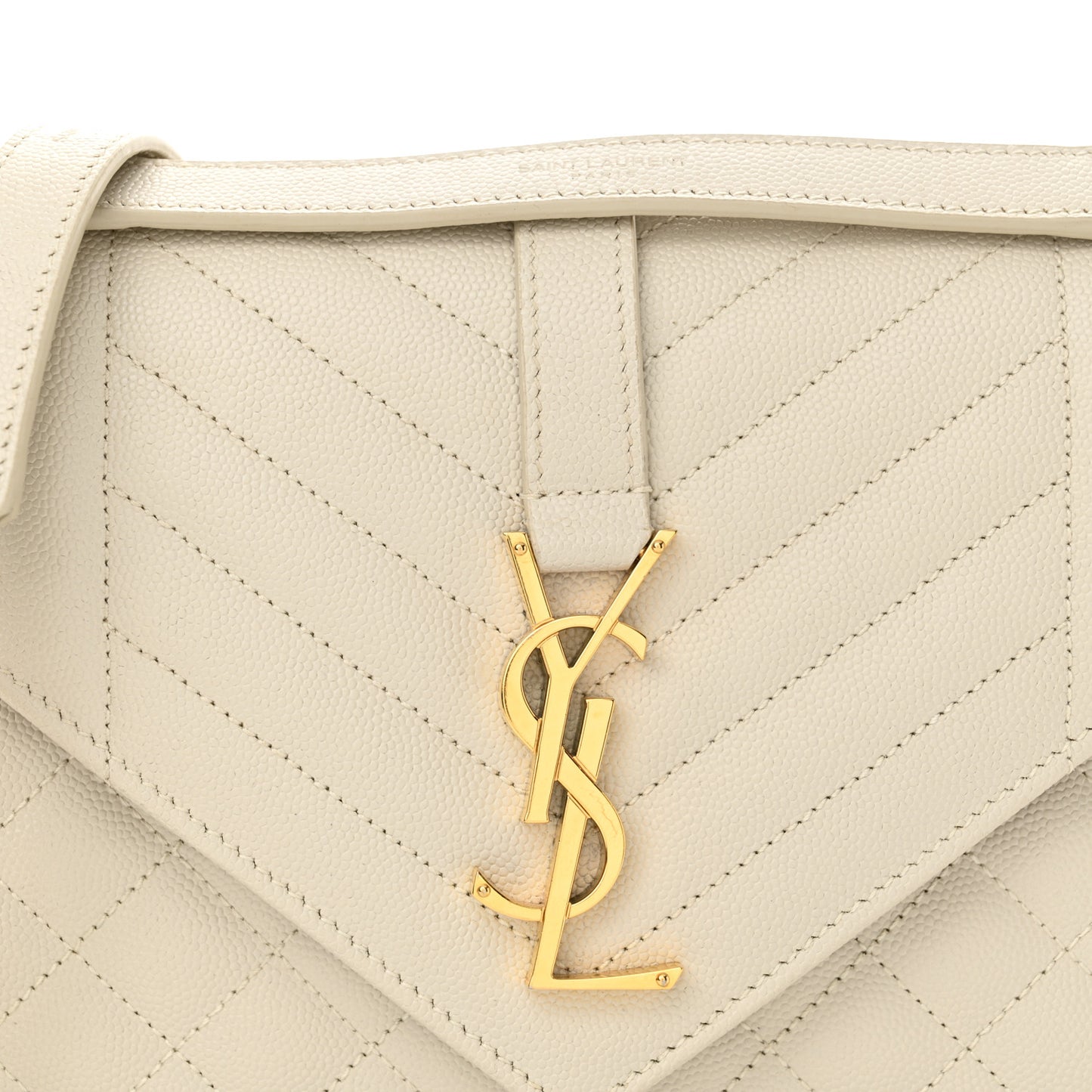 Grain De Poudre Textured Mixed Matelasse Medium Triquilt Monogram Satchel Crema Soft