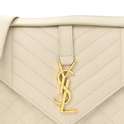 Saint Laurent Grain De Poudre Textured Mixed Matelasse Medium Triquilt Monogram Satchel Crema Soft 8 of 12
