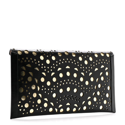Alaia Calfskin Laser Cut Clutch Black 3 of 6