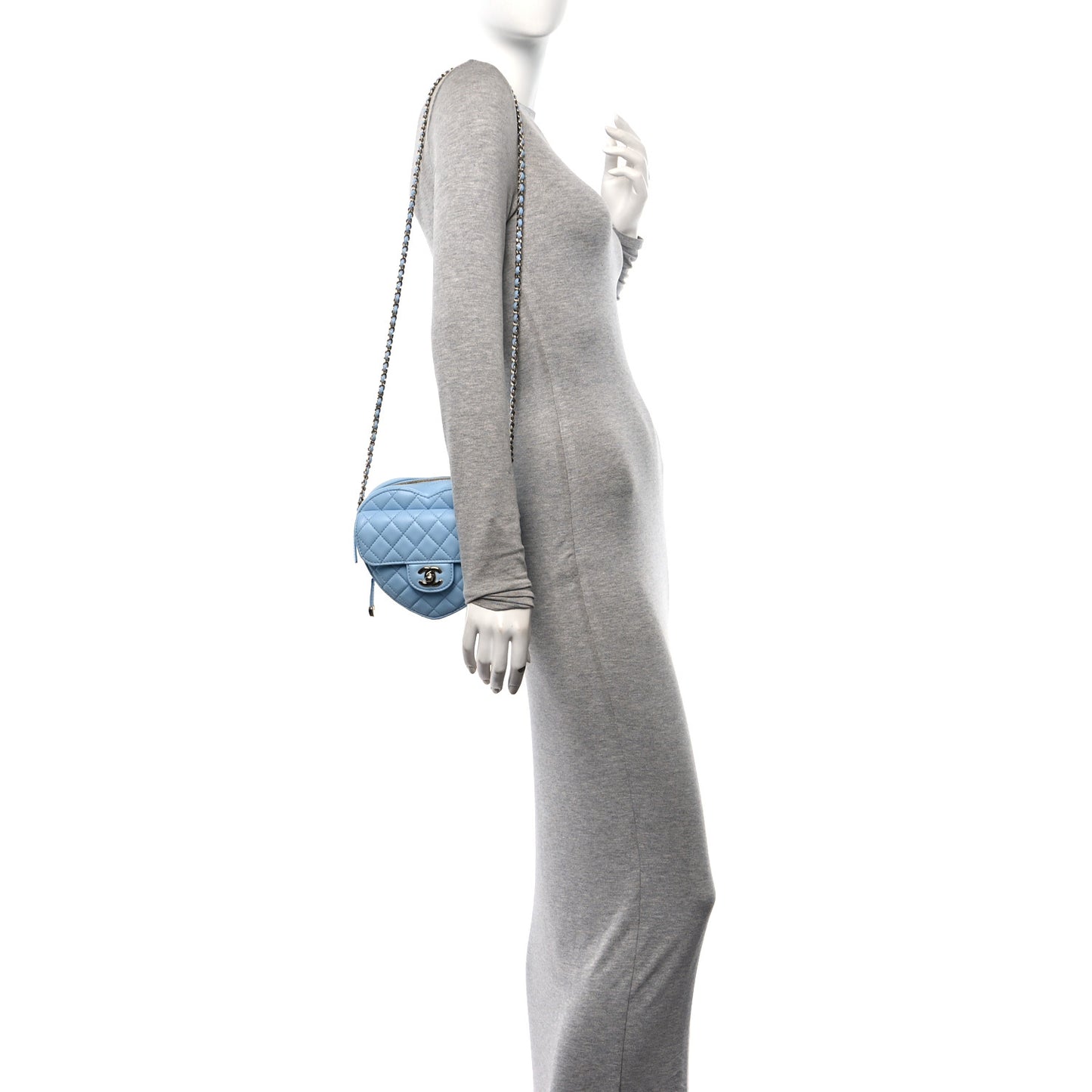 Lambskin Quilted CC In Love Heart Bag Light Blue
