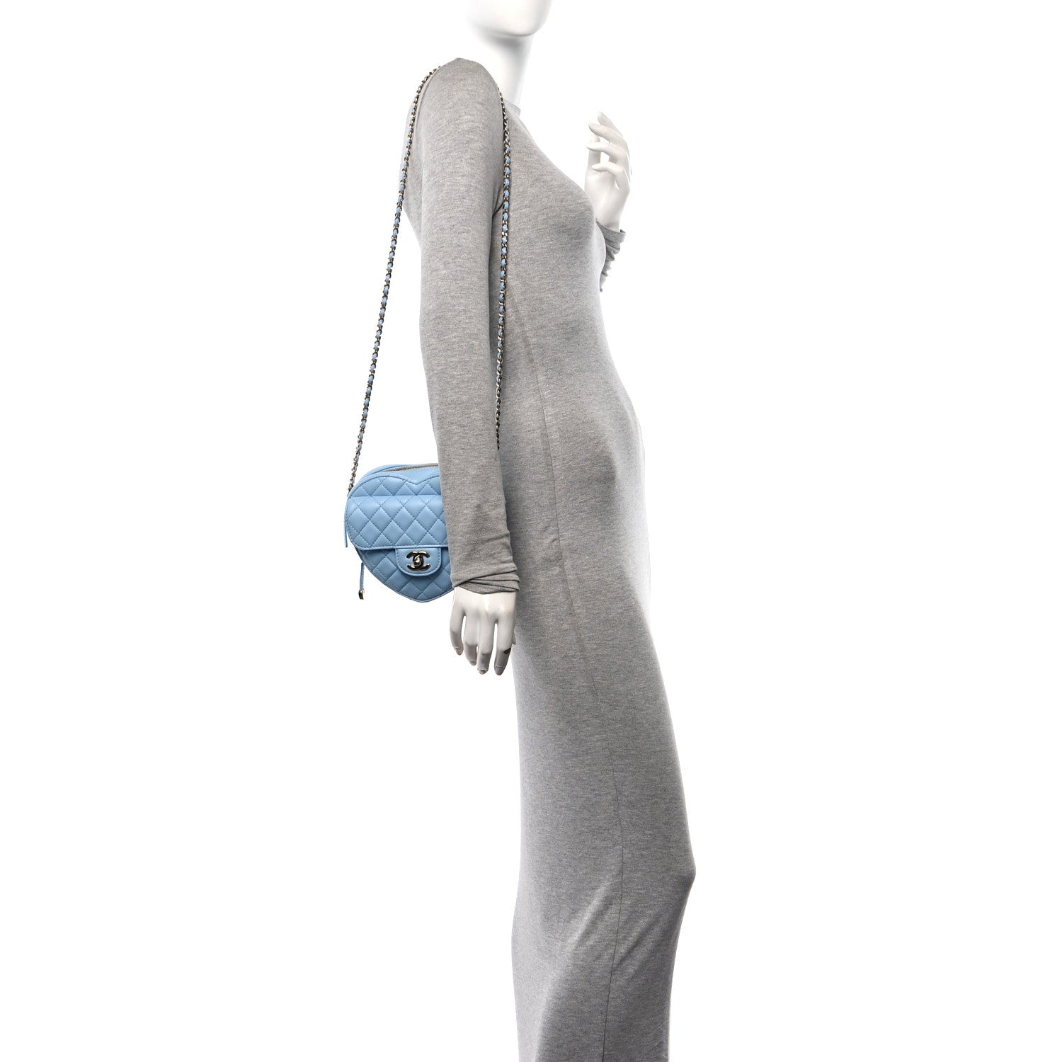 Chanel Lambskin Quilted CC In Love Heart Bag Light Blue 2 of 16