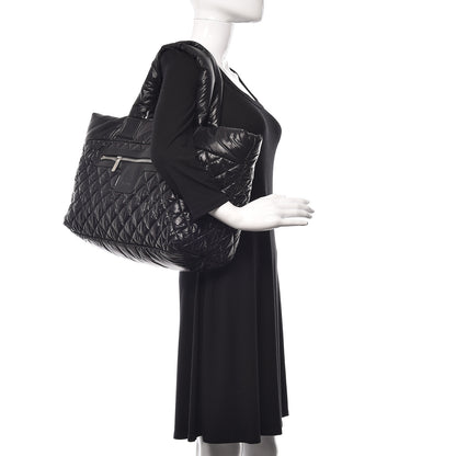 Chanel Nylon Quilted Large Coco Cocoon Tote Black 2 of 10