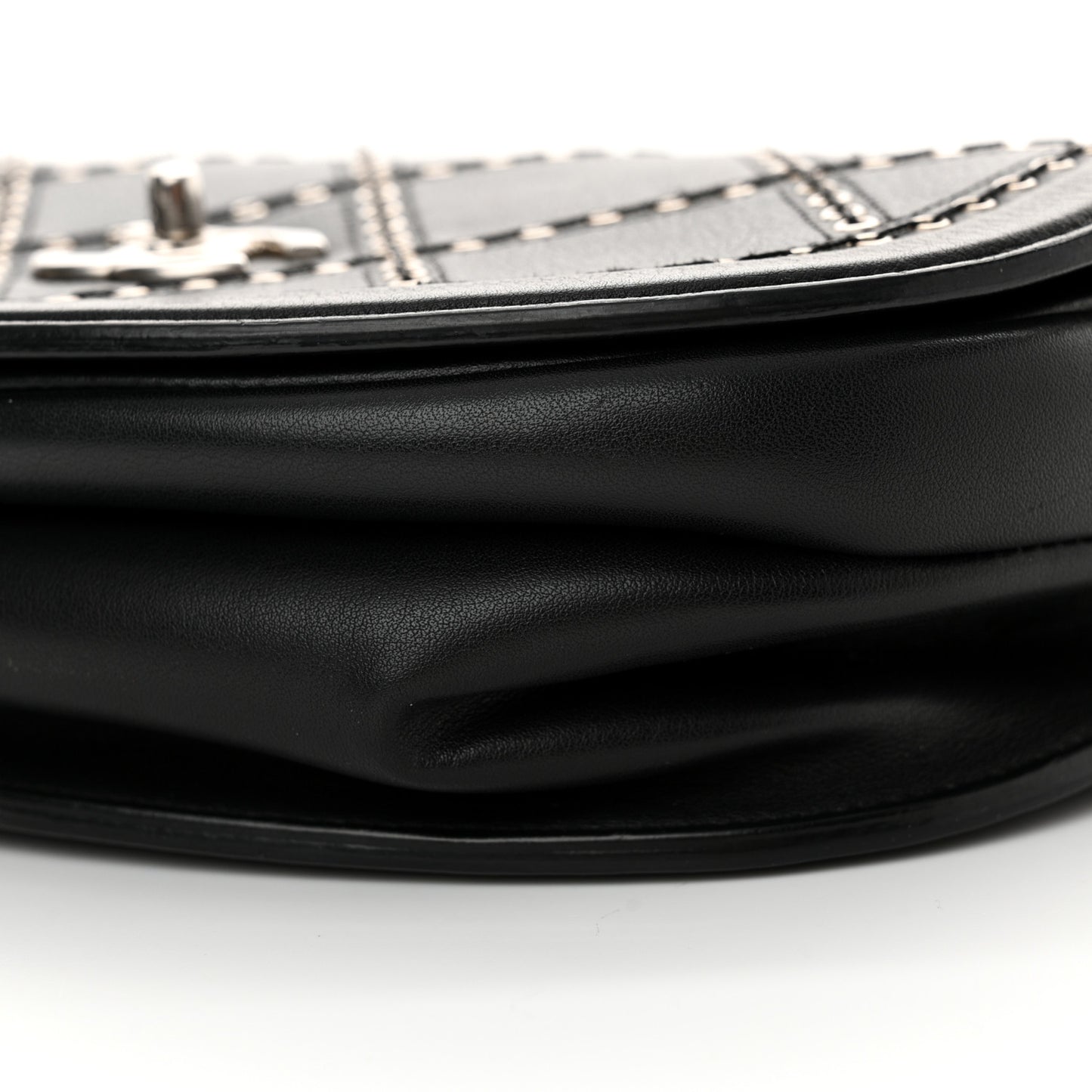 Calfskin Coco Eyelets Small Flap Bag Black