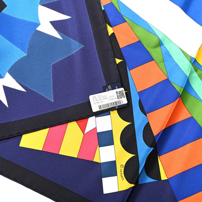 Hermes Silk Cheval De Fete Scarf 90 Indigo Jaune Vif Multicolor 2 of 6