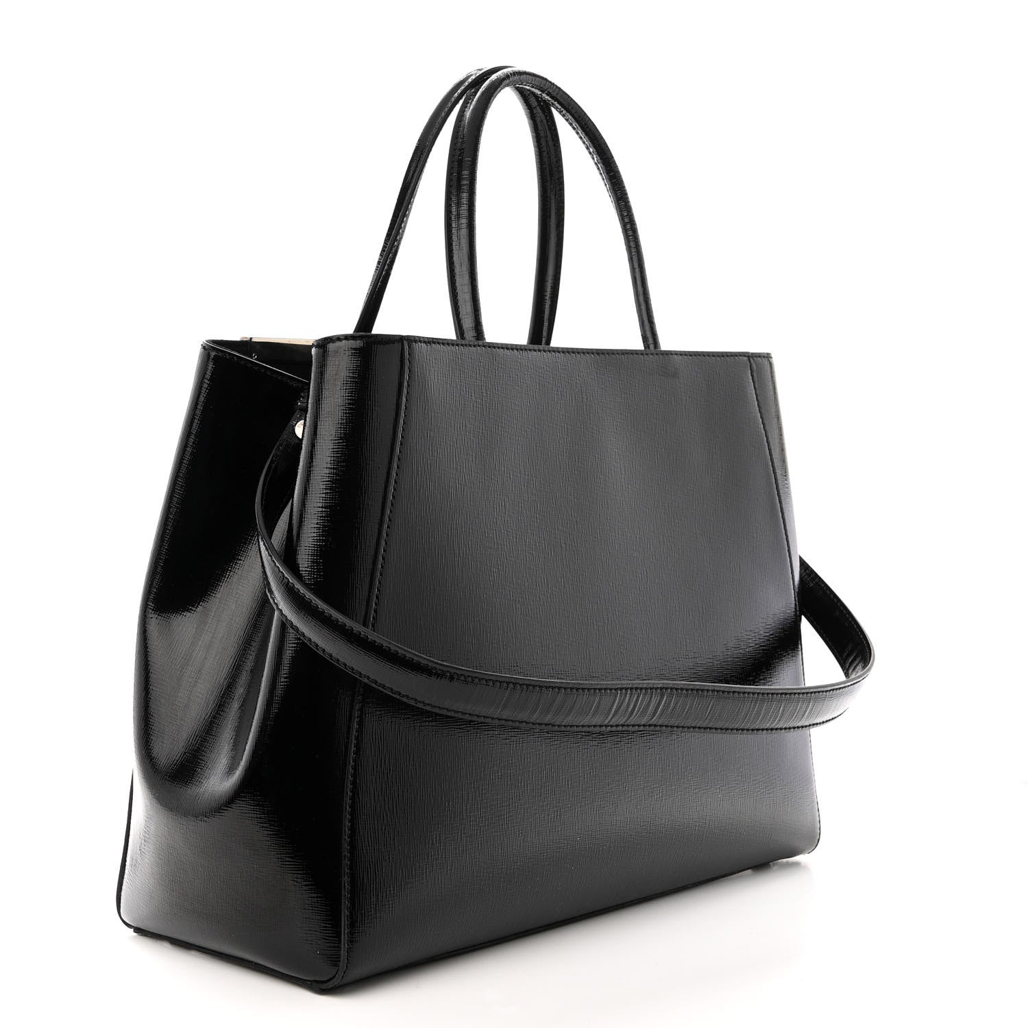 Fendi Patent Vitello Elite Regular 2Jours Tote Black 3 of 12