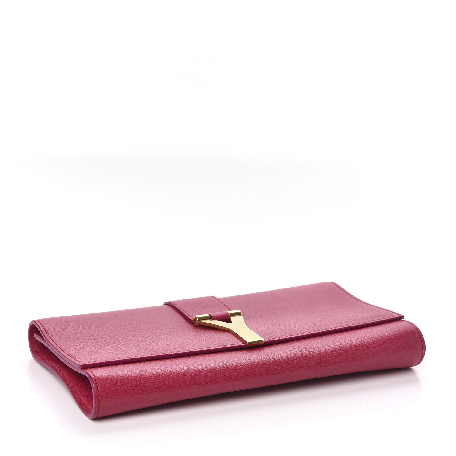 Saint Laurent Textured Calfskin Classic Y Ligne Clutch Fuchsia 4 of 7