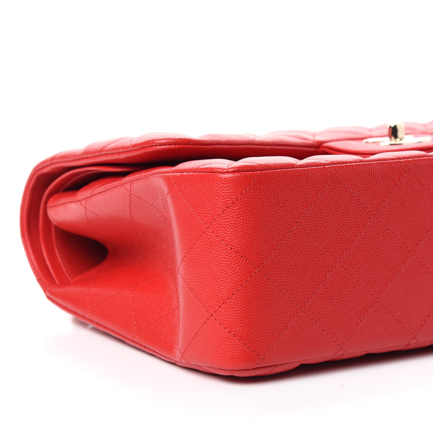 Caviar Quilted Jumbo Double Flap Red