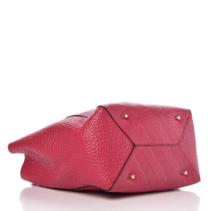 Burberry Signature Grain Calfskin Check Embossed Small Canterbury Tote Fuchsia 5 of 9