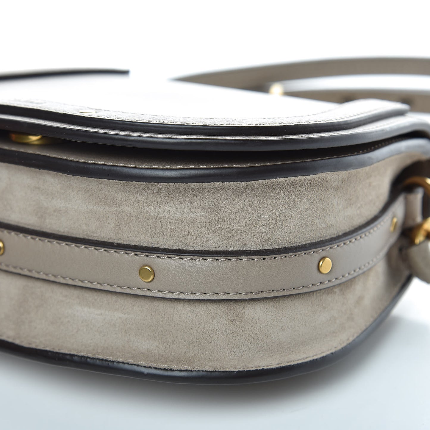 Calfskin Suede Small Nile Bracelet Bag Motty Grey