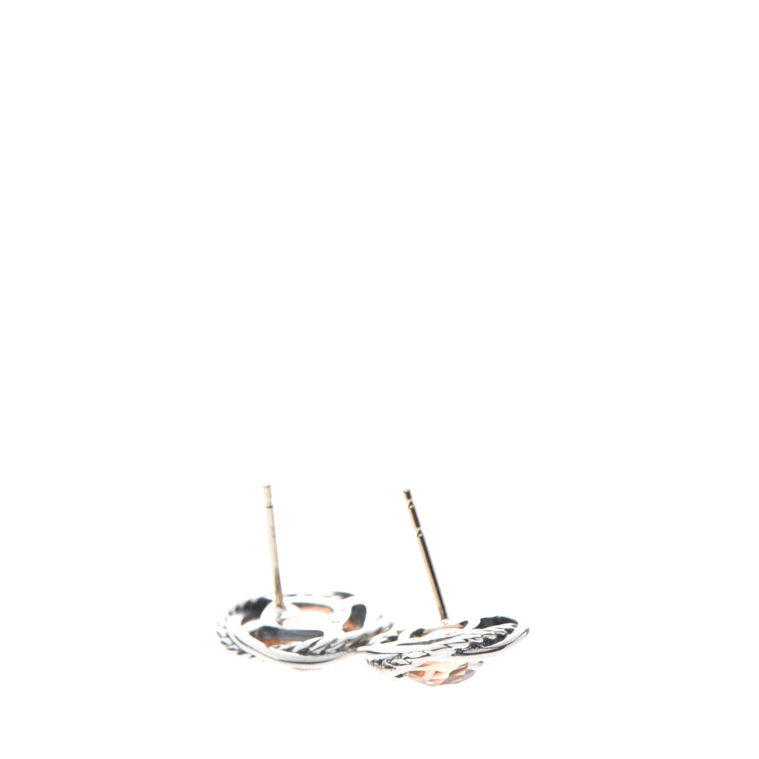 David Yurman Sterling Silver Morganite 7mm Infinity Earrings 4 of 7