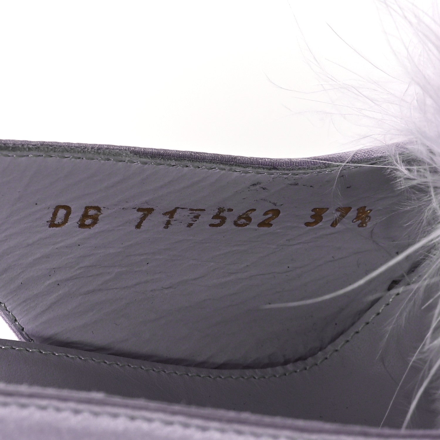 Saint Laurent Crepe Satin Mae Feathered Sandals Slight 37.5 Poly Grey 9 of 9