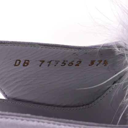 Saint Laurent Crepe Satin Mae Feathered Sandals Slight 37.5 Poly Grey 9 of 9