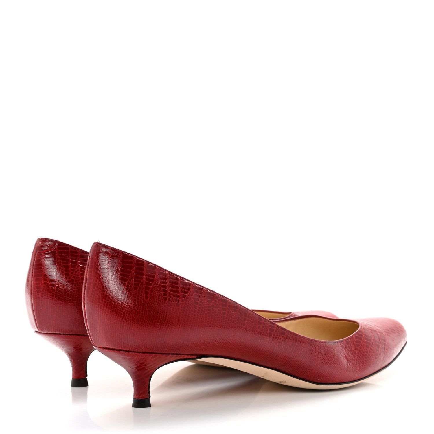 Jimmy Choo Lizard Embossed Angelica Low Heel Pumps 41 Red 7 of 7