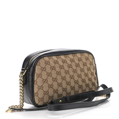Gucci Monogram Matelasse Diagonal Small GG Marmont Chain Shoulder Bag Beige Black 3 of 10