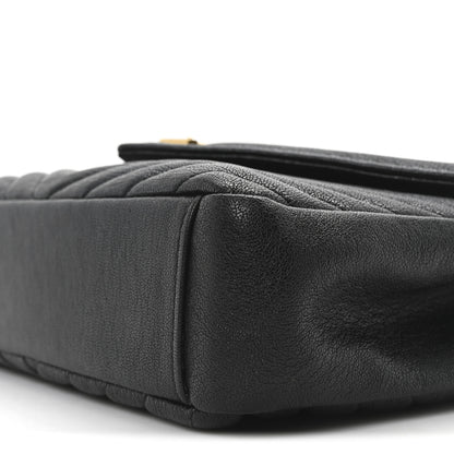 Saint Laurent Sheepskin Matelasse Chevron Monogram Medium College Bag Black 10 of 10