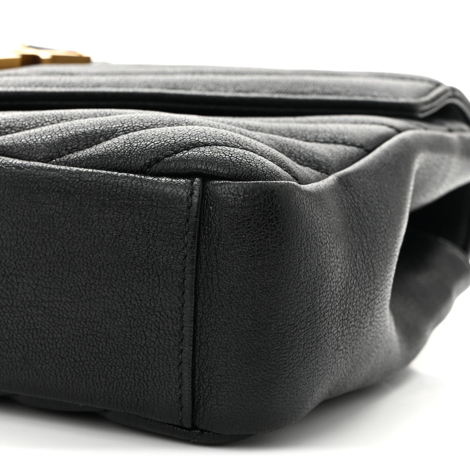 Saint Laurent Sheepskin Matelasse Chevron Monogram Medium College Bag Black 10 of 10