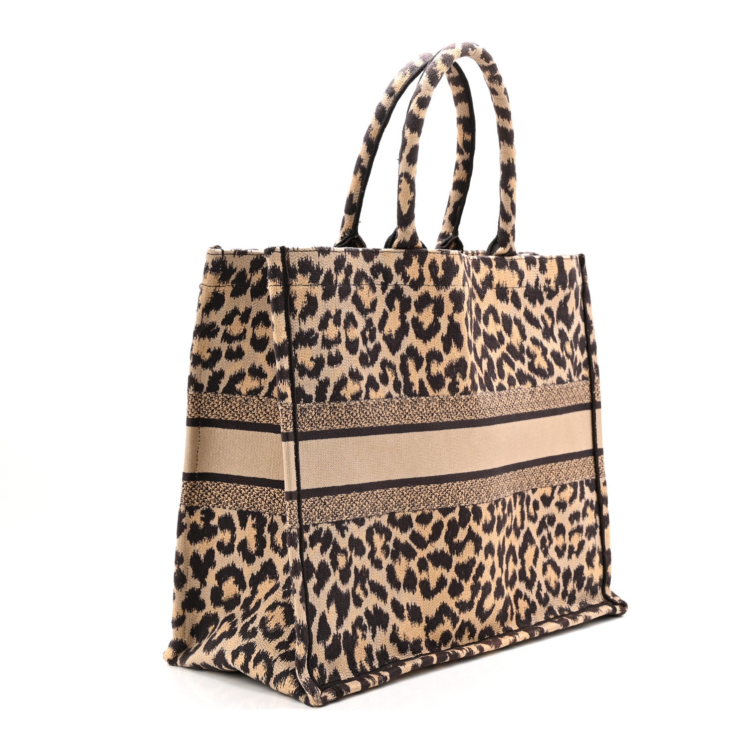 Christian Dior Canvas Mizza Embroidered Large Leopard Book Tote