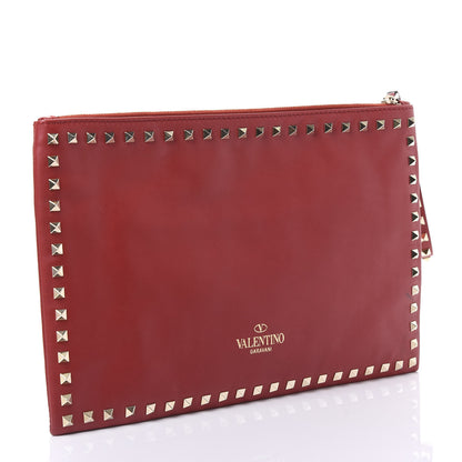 Valentino Garavani Vitello Large Rockstud Zip Wristlet Pouch Rosso Valentino 2 of 9