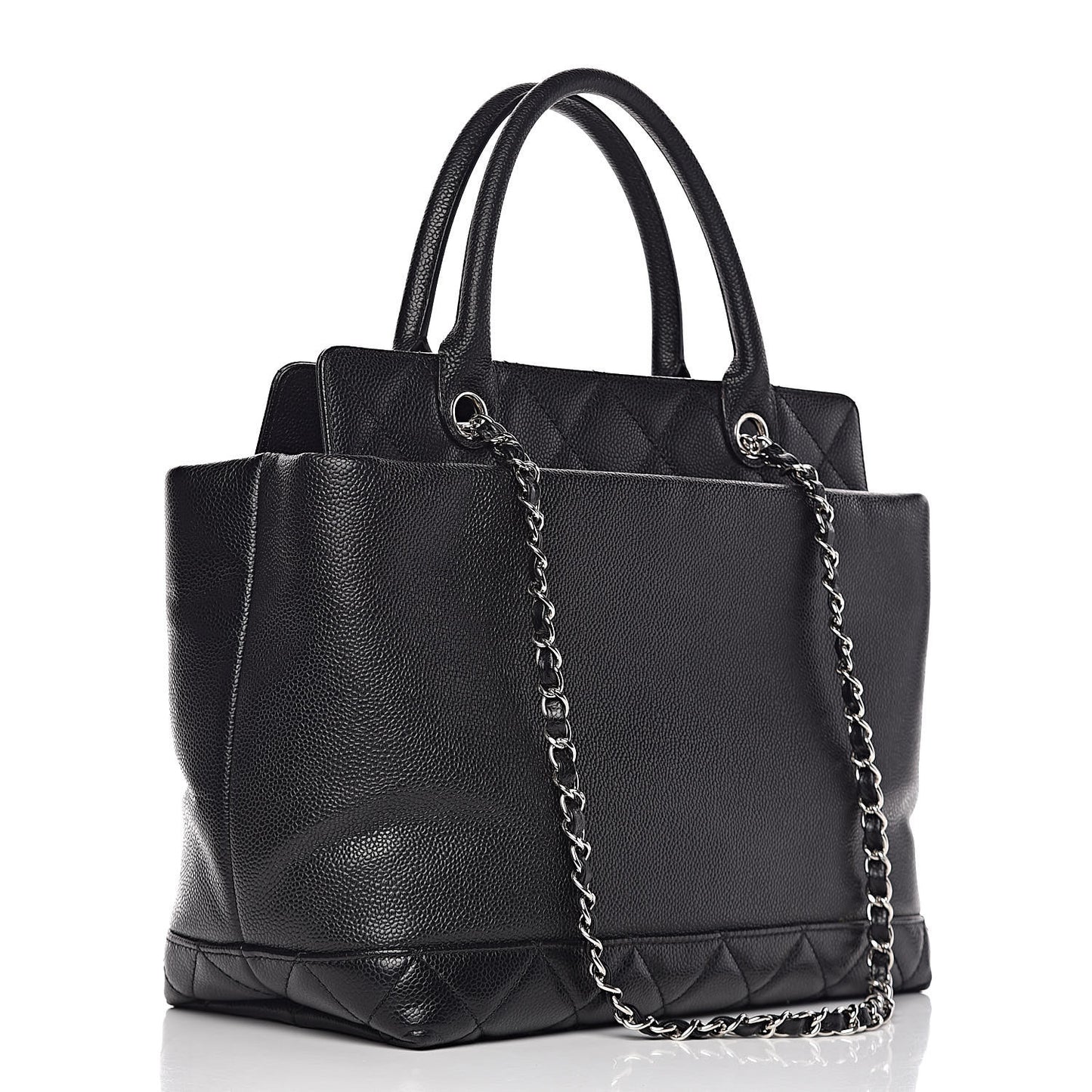 Soft Caviar CC Medium Top Handle Tote Black