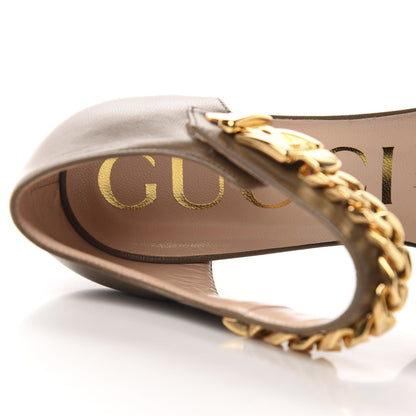Gucci Calfskin Sylvie Chain Ankle Pumps 37 Mud 7 of 10