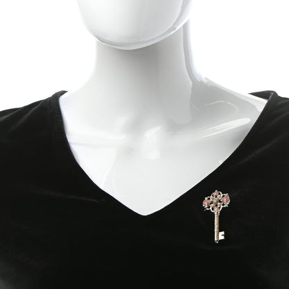 Chanel Gripoix Poured Glass Pearl Key Brooch Gold Pink 2 of 9