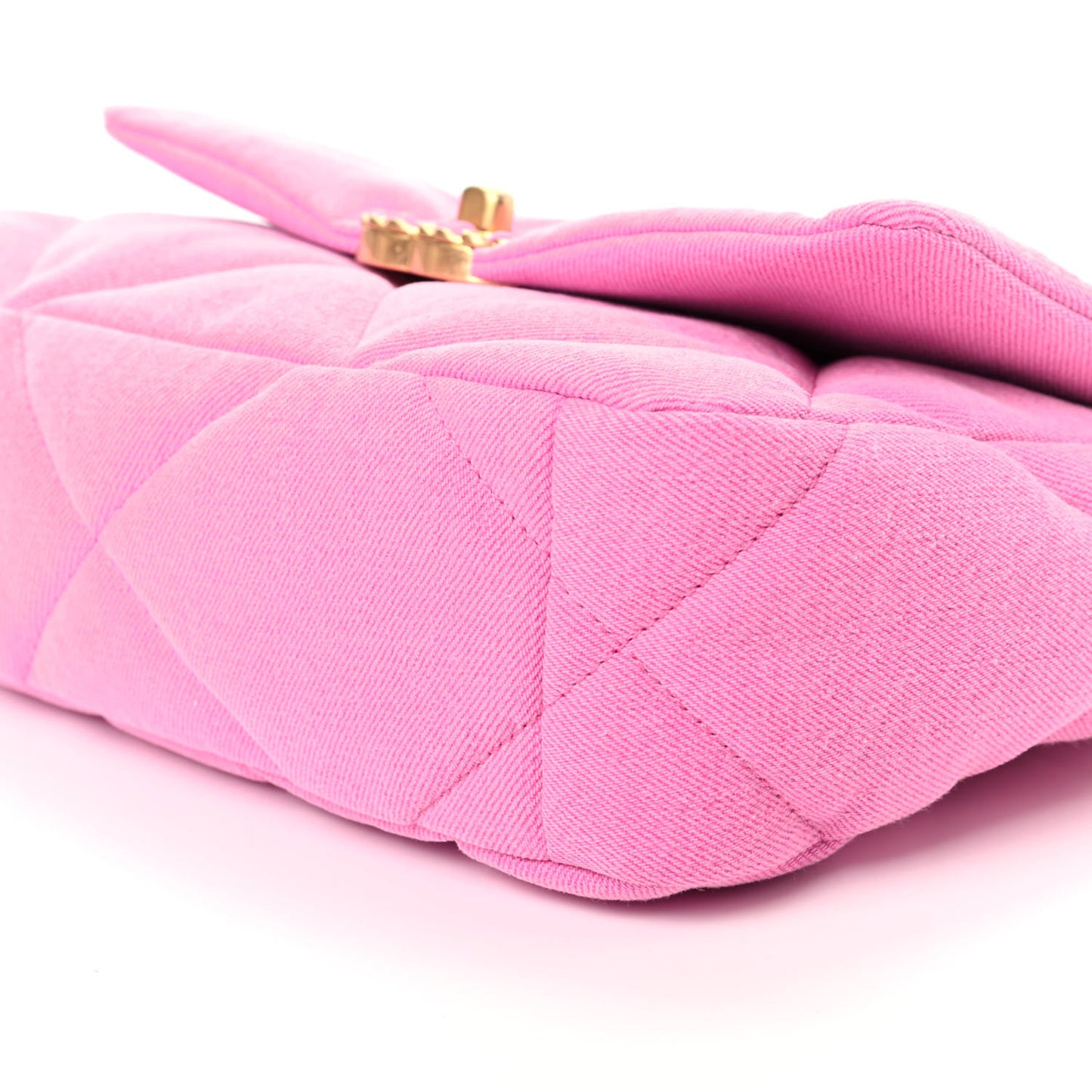 Denim Quilted Medium Chanel 19 Flap Neon Pink