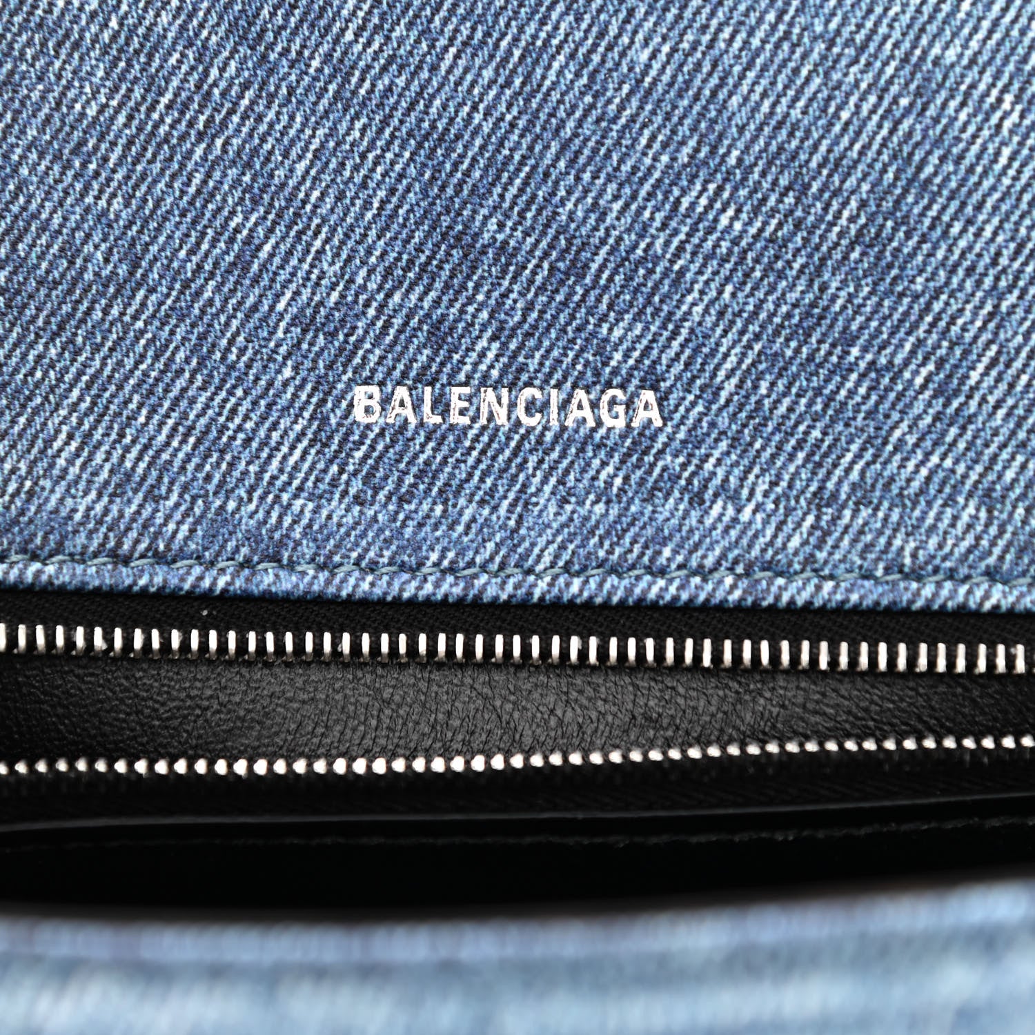 Balenciaga Nappa Denim Printed Small Hourglass Top Handle Bag Denim Blue 6 of 9
