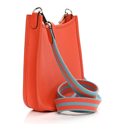 Hermes Taurillon Clemence Amazone Evelyne TPM Orange Poppy Bleu Saint Cyr 3 of 10