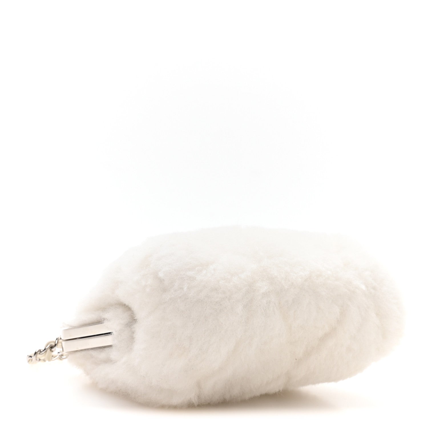 Chanel Shearling Sheepskin Lambskin Quilted Clutch With Chain White 4 of 10